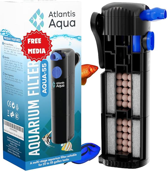 20 Gallon Fish Tank Filter up to 55 Gallons | Quiet Fish Tank Filter | Crystal Clear Water | Turtle Tank Filter | Submersible Aquarium Filter, Filter for Fish Tank, 50 Gallon Fish Tank Filter-PawvioPets