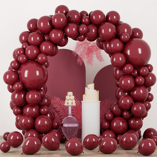 90pack Burgundy Balloons Different Size 18/12/10/5 Inch Maroon Balloon Garland Arch Kit for Graduation, Thanksgiving Day, Autumn Fall Theme Party, Wedding, Birthday Decorations