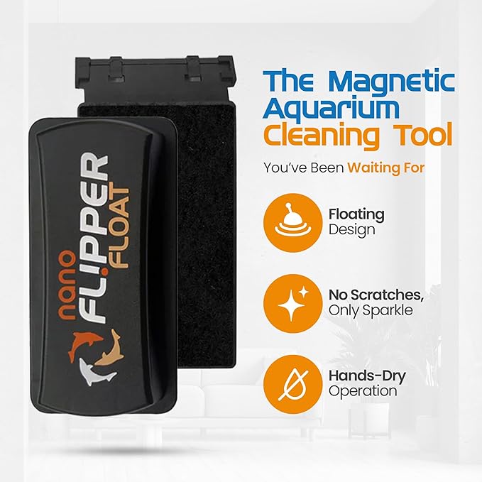 FL!PPER Flipper Cleaner Float - 2-in-1 Floating Magnetic Aquarium Glass Cleaner - Fish Tank Cleaner - Scrubber & Scraper Aquarium Cleaning Tools - Floating Fish Tank Cleaner, Nano-PawvioPets