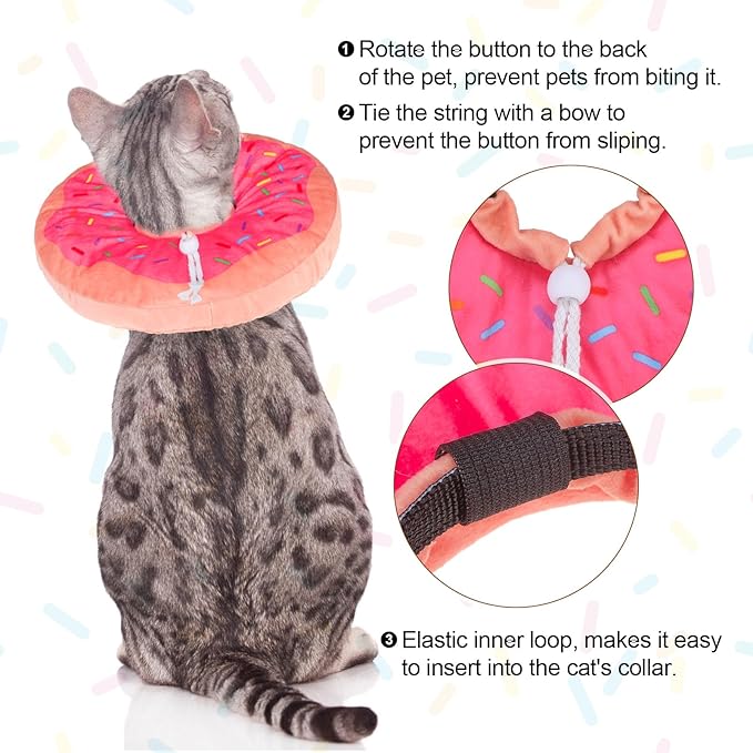 BEAUTYZOO Cat Cone Collars Soft, Cat Recovery E Collars After Surgery to Stop Licking, Adjustable Elizabeth Circle Collar Cute Pet Donut Pillow for Cats Kitten Small Dogs, Pink M-PawvioPets