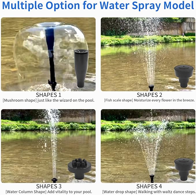 15W 1000L/H Submersible Fountain Water Pump with 12 Colorful LED Lights, Mushroom and Blossom Spray Head for Fountain,Pond,Outdoor Water Feature, Statuary Gardens,Aquarium Fish Tank-PawvioPets
