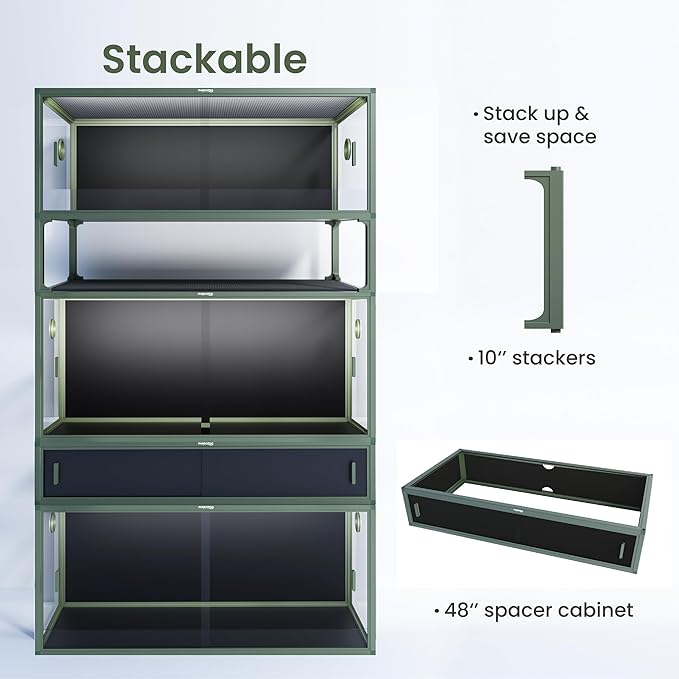 85 Gallon Reptile Tank, Front Opening Snake Tank for Easy Maintenance, Reptile Enclosure with Top Screen Ventilation 48''x24''x18''-PawvioPets