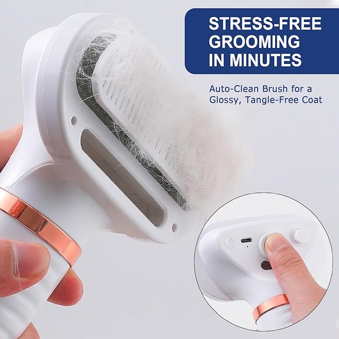 3-in-1 Pet Hair Dryer Brush for Dogs & Cats Portable, Dog Hair Blower & Slicker Brush Adjustable Temp (Low/Middle/High), Overheat Protection-PawvioPets