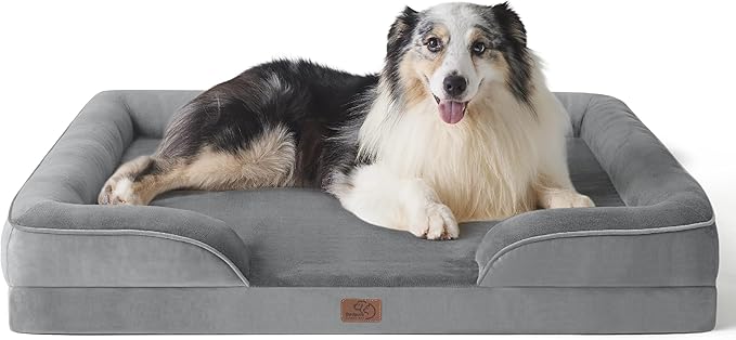 Bedsure XL Orthopedic Dog Bed for Extra Large Dogs - Washable XLarge Dog Cat Bed Waterproof, Comfort Dogs Couch Sofa with Washable Removable Cover, Pet Bed with Nonskid Bottom, Grey, 42"-PawvioPets