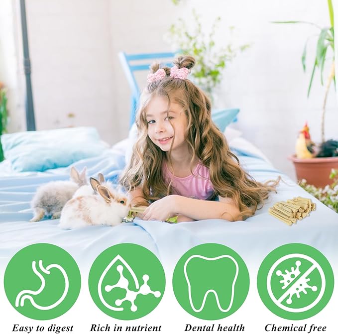 1000g/2.2lb Bamboo Chews for Rabbits, Rabbit Sticks Rabbit Chew Toys Bunny Chew Toys, Molar Treats for Small Animals, Hamsters, Chinchillas, Guinea Pigs, Natural Teeth Grinding Toys-PawvioPets