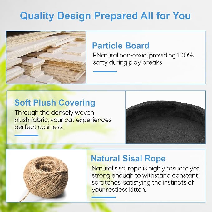 FDW Cat Tree 54in Cat Tower Multi-Level Durable Cat Scratching Post & Cozy Fun Cat Jumping Platform Space Saving Cat Condo Pet Play House for Indoor Cats,Dark Gray-PawvioPets