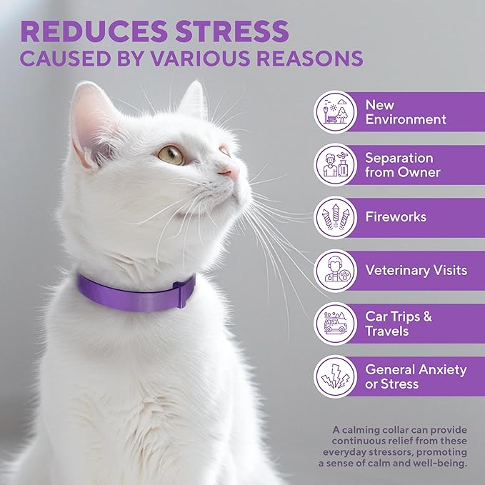 Cat Calming Collar & Pet Anti Anxiety Products - Feline Calm Pheromones Collars & Cats Stress Relief - Helps with Pee, New Zone, Aggression-PawvioPets