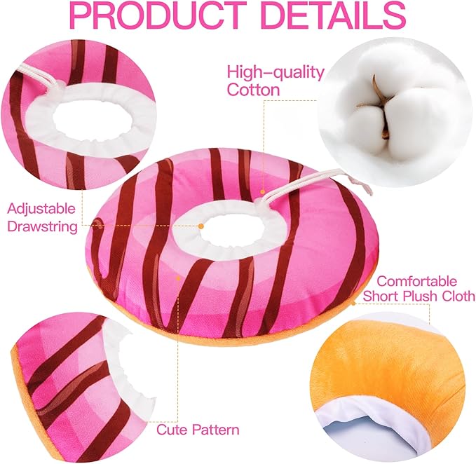 Cat Cone Collar Soft, Cute Cat Donut Collar After Surgery, Adjustable Kitten Recovery Cones to Stop Licking, Lightweight Neck Elizabethan Collars for Cats Kittens (Chocolate Pink, Large)-PawvioPets