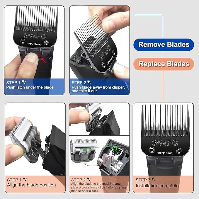 3FC Blades Dog Grooming Blades Compatible with Andis/Oster A5/Wahl KM-10 Series Dog Clippers,Detachable Clipper Replacement Blade,Black (3FC/3PCS)-PawvioPets