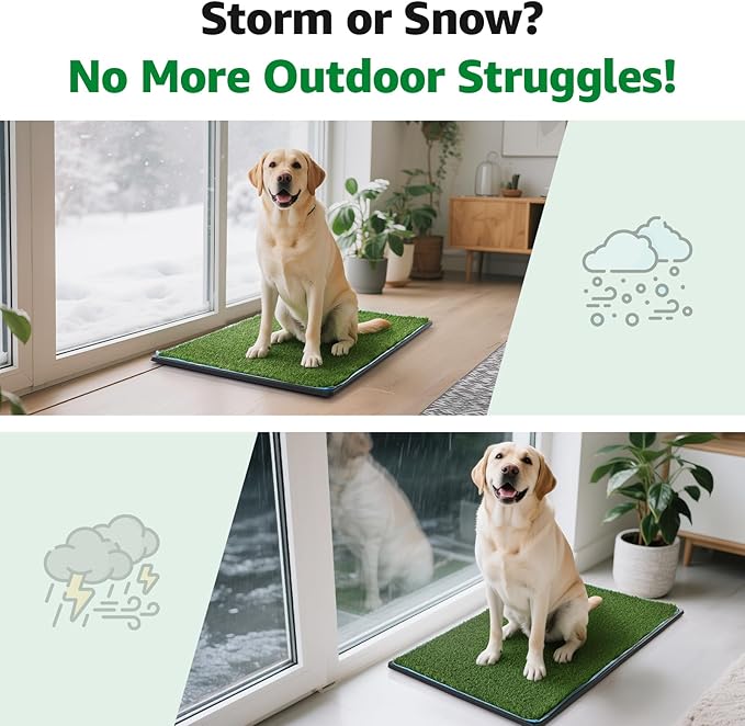 Dog Grass pad with Tray,45”x 29” Indoor Dog Potty with 2 Packs Replacement Artificial Fake Grass-5 Packs Disposable Puppy Pads,for Puppy Training Apartment,Outdoor Use-PawvioPets