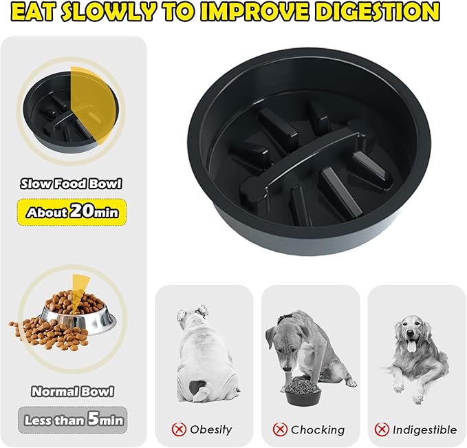 Elevated Dog Bowls, Height Adjustable Raised Dog Bowl Stand (4.5'' to 12''), Organizer Bowl Holder for Large Medium Dogs-PawvioPets