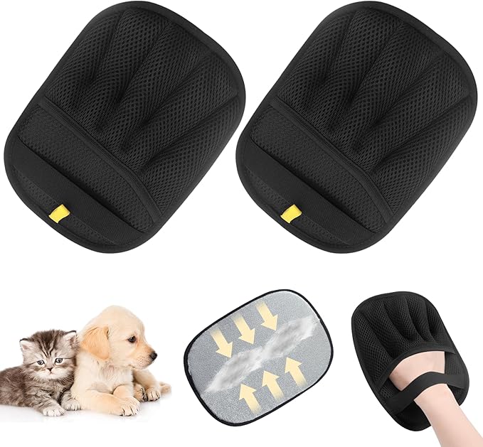2 Pack Pet Hair Remover Gloves,2025 Upgraded Static Removal Gloves, for Pet Hair, Cat & Dog Hair Removal Tool for Couch,Furniture, Carpet, Car Seat, Pet Grooming-PawvioPets