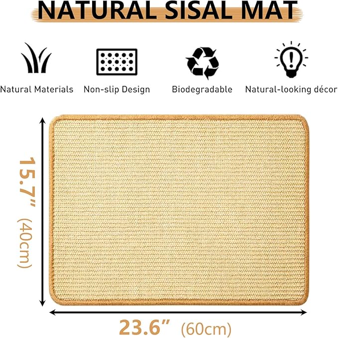 2PCS Rabbit Scratch Mat Natural Bunny Scratching Pad Claws and Teeth Care Rabbit Mats for Cages Chew Toys for Bunny Pet Cage Bedding for Biting Sleeping Nesting, 24x16-PawvioPets