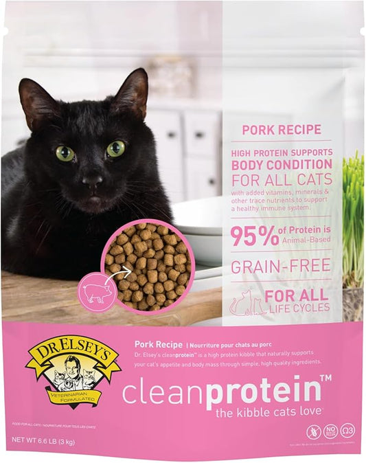 Dr. Elsey's cleanprotein Pork Cat Kibble 6.6lb. Bag-PawvioPets