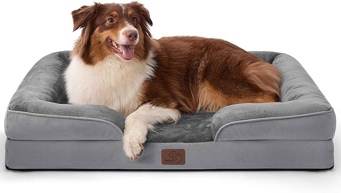 Bedsure Orthopedic Dog Beds Large Sized Dog - Washable Large Dog Cat Bed Waterproof, Comfort Dogs Couch Sofa with Washable Removable Cover, Pet Bed with Nonskid Bottom, Grey, 35"-PawvioPets