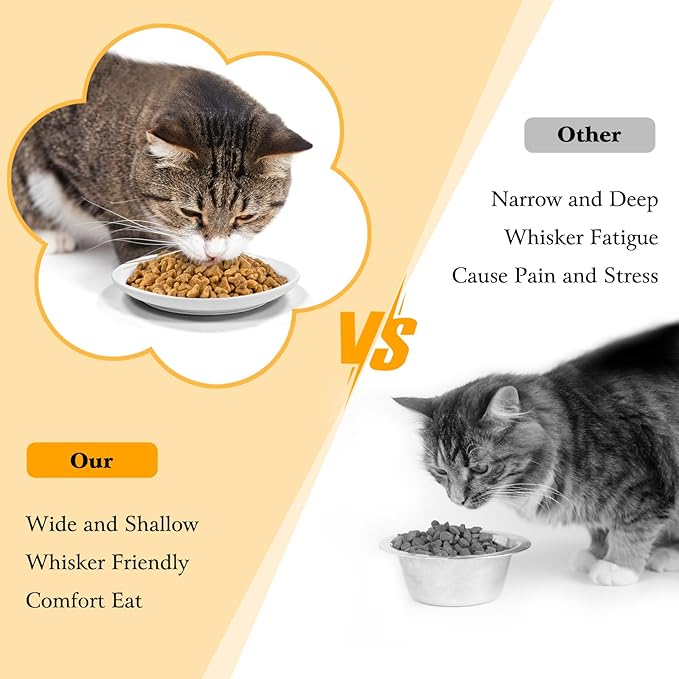 3PCS Cat Food Bowl,Ceramic Cat Dish for Indoor Cats,Wide Shallow Cat Bowls for Dry and Wet Food,Anti Whisker Fatigue Cat Plates for Kitten Cats or Dogs-PawvioPets