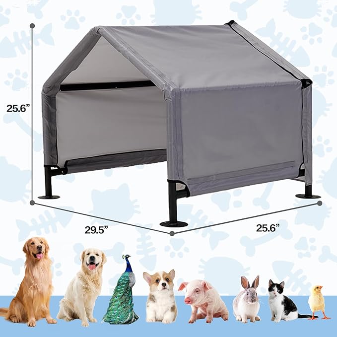 Dog Shade Shelter Outdoor Tent for Small Medium Dogs, Waterproof Sun Protection Pet House for Dogs, Small Animals and Livestock, Pet Canopy with Upgraded Doors and Ground Nails-PawvioPets