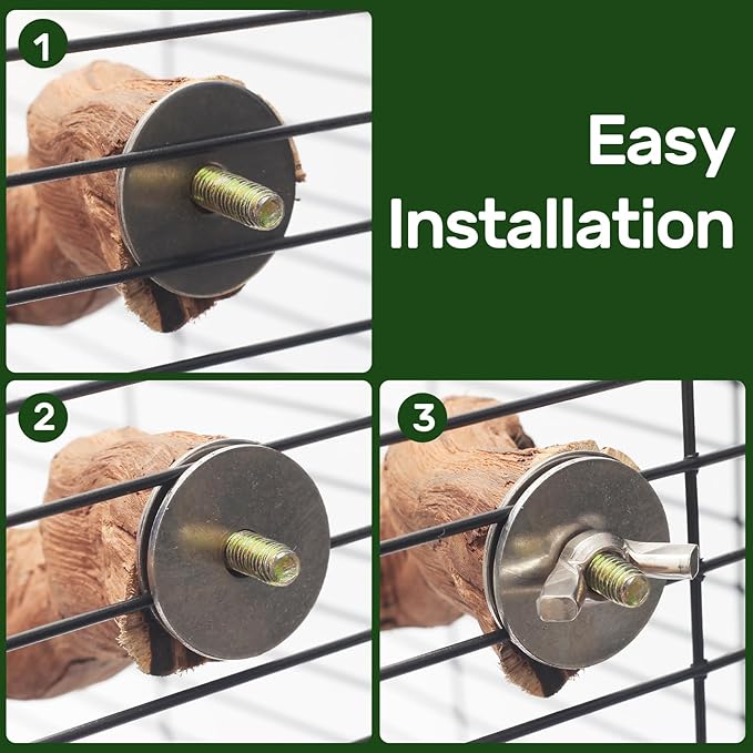 4-Piece Bird Perch Set with Rotating Ball Stand - Natural Wood Bird Gym & Playground for Parrots, Cockatiels, Budgies-PawvioPets