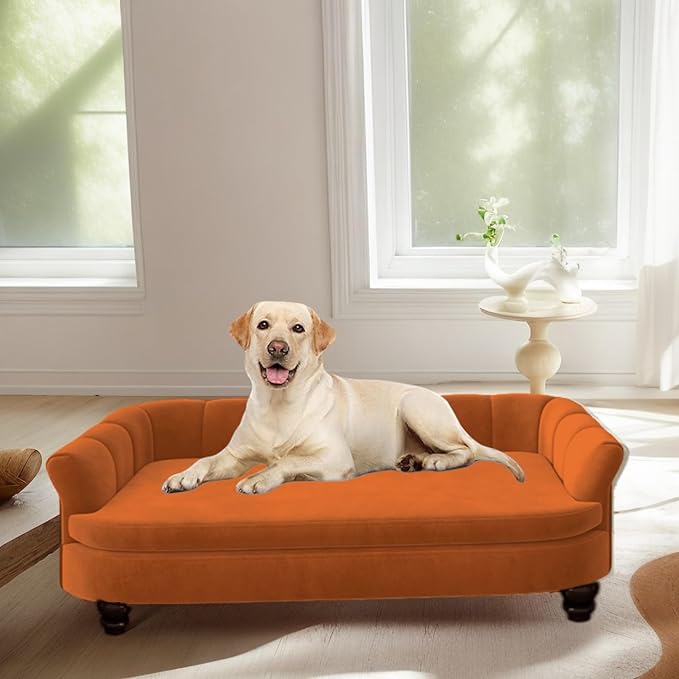 Dog Couch Sofa Bed, Comfortable Pet Sofa for Large and Medium Dogs, Soft Velvet Cushion, Durable Dog Furniture for Living Room-PawvioPets
