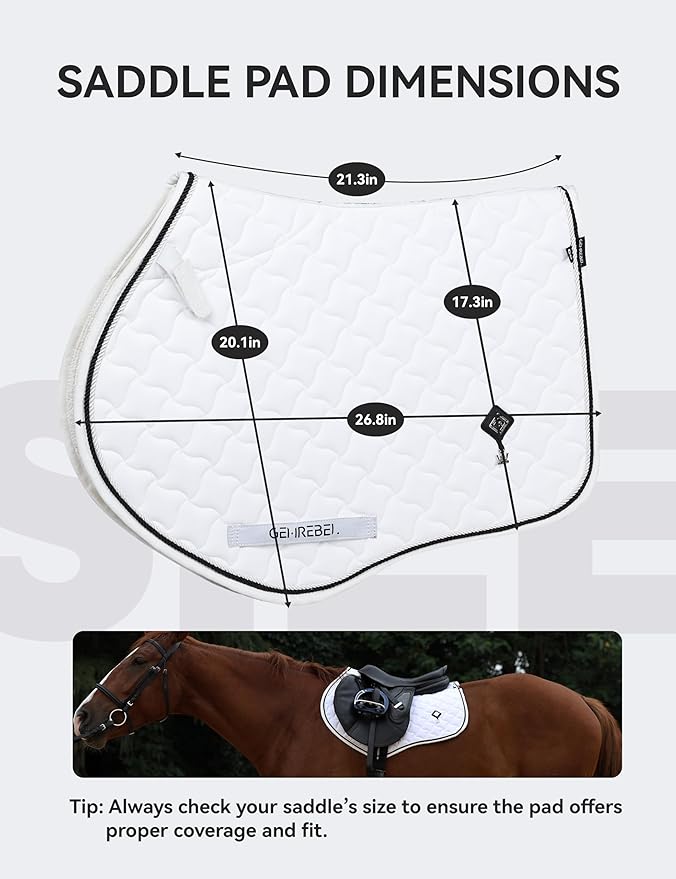 Close Contact Non-Slip Design Horse Riding Pad Moisture-Wicking Shock Absorbing English Saddle Pad for Horses-PawvioPets