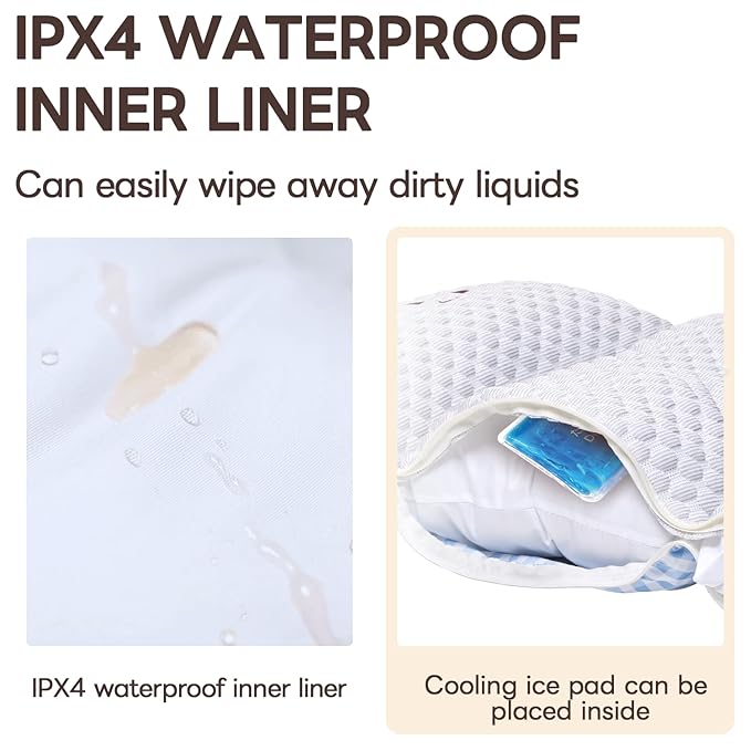 Cooling Cushion for Pets, Removable & Washable Dog Stroller Cushion, Both Side Used Pet Stroller Cushion for Dogs & Cats, Khaki-PawvioPets