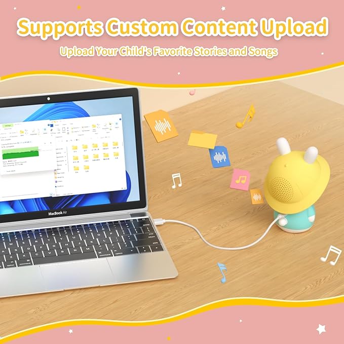 alilo Bunny Kids Music Player, Storytelling Toys for Toddler 1-3-5,Infant Baby Boy Girl Gifts Pre-Loaded 30 Stories/48 Nursery Rhymes/12 Soothing Music,with Nightlight,Bluetooth,Record Function-PawvioPets