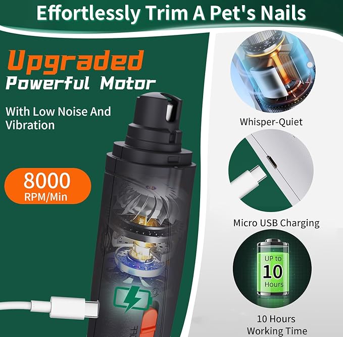 2-in-1 Dog Nail Clippers & Cat Nail Clippers Trimmers for Large Medium Small Dogs Cats Claw Trimmer Quick Sensor and Safety Guard USB Rechargeable with 2 LED Lights Dogs Nail Trimmer-PawvioPets