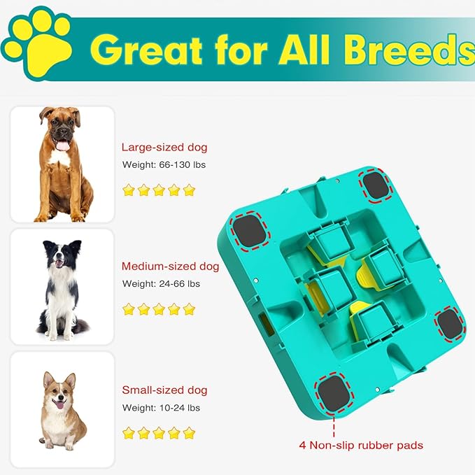 Dog Puzzle Toy Mental Stimulation - Level 3 in 1 Dogs Food Feeder Puzzle, Dog Treat Puzzle Feeder (Advanced-Blue Board)-PawvioPets