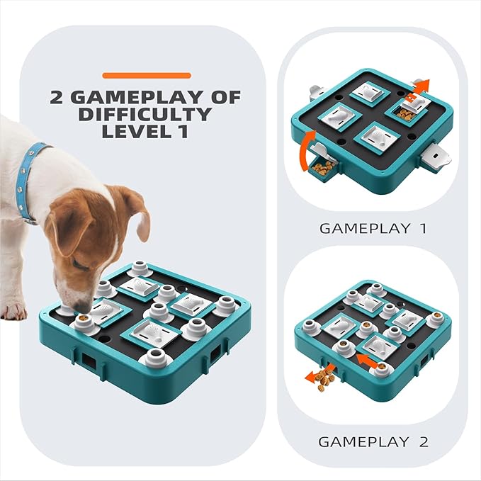 Dog Puzzle Toy Mental Stimulation - Level 3 in 1 Dogs Food Feeder Puzzle, Dog Treat Puzzle Feeder (Advanced-Mars Green Board)-PawvioPets