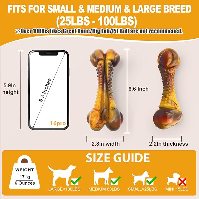 Dog Toys for Aggressive Chewers, Indestructible Dog Chew Toys for Large Medium Small Breed, Tough Nylon Interactive Durable Chew Toy Bone for Puppy Teething Toy Bacon Flavor, Best Gift&Keep Them Busy-PawvioPets