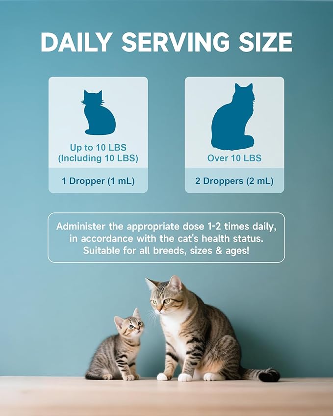 Collagen for Cats - Hip and Joint Supplement, Digestive & Immunity Support, Skin & Coat Health, Liquid Collagen for Cats with MSM, Glucosamine, Coconut Oil, Vitamin E, Roast Chicken Flavored, 60ml-PawvioPets