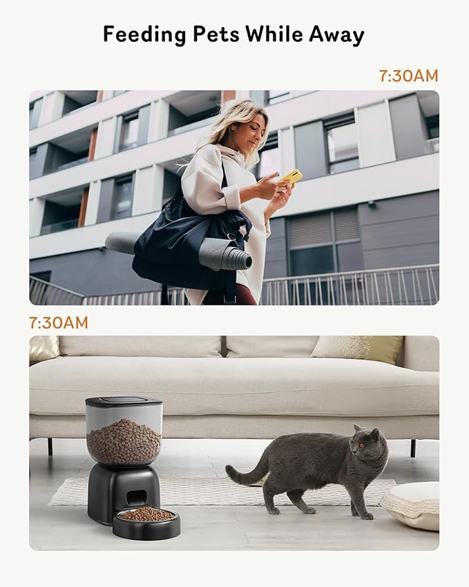 Automatic Cat Feeder, Cat Food Dispenser Battery-Operated with 180-Day Battery Life, Timed Pet Feeder for Cats and Dogs, Desiccant Bag, Programmable Portion Control, 4 Daily Meals, 10s Voice Recorder-PawvioPets