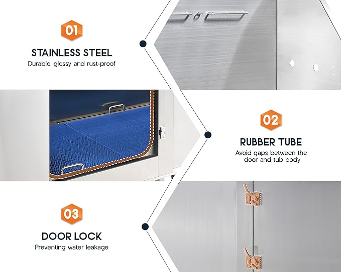 Albott 50-Inch Stainless Steel Dog Washing Station with Anti-Slip Steps, Sprayer, Faucet, and Soap Box – Professional Pet Bathtub for Medium/Small Pets, Ideal for Home, Garage, and Grooming(Left)-PawvioPets