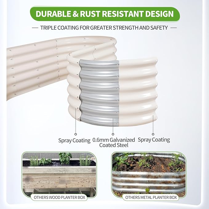 Galvanized Raised Garden Bed Outdoor- 2 Pcs Raised Beds for Gardening| Metal Planter Box, Steel Raised Garden Bed Kit with Gloves for Vegetables, Flower, Herbs (4x2x1.4FT, White)-PawvioPets