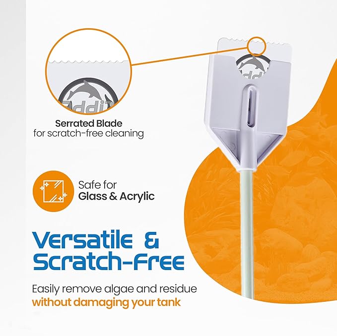 FL!PPER Flipper Platinum Aquarium Algae Scraper | Glass & Acrylic Tank Cleaner with Serrated Blade for Efficient Aquarium Maintenance (12” Nano)-PawvioPets