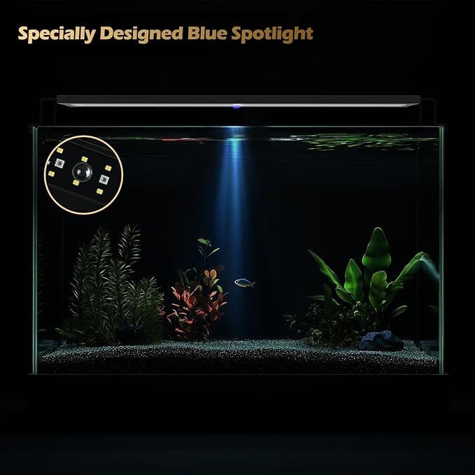 GLOWRIUM LED Aquarium Light with Remote, Full Spectrum Fish Tank Light with Auto Timer, IP67 Waterproof Freshwater Planted Tank Light, Dimmable RGB+W+Moon LEDs with High Performance (18W 24-29inch)-PawvioPets