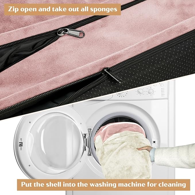 Comfort Expression Medium Dog Beds Waterproof Orthopedic Foam Dog Sofa Beds for Medium Large Dogs Comfy Pet Bed with Washable Removable Cover & Non-Slip Bottom(Medium,Pink)-PawvioPets