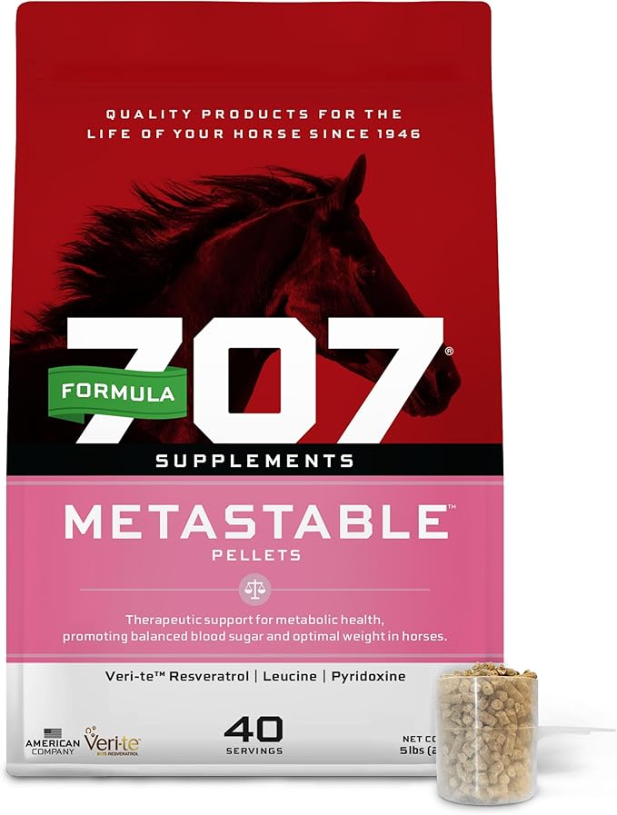 Formula 707 MetaStable Pellets for Horses 5 lb Bag – 40 Servings – University-Studied Support for Horses with Laminitis, Insulin Resistance & Metabolic Disorders-PawvioPets