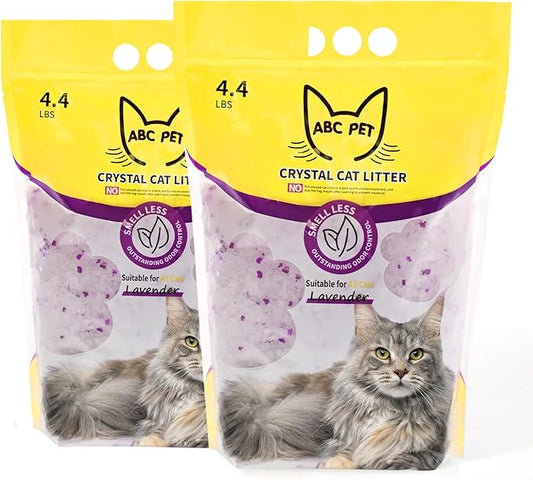 Cat Litter Crystals No Clumping Odor Control Kitty Litter Non-Clumping No scooping Low Dust, Low Tracking, Dehydrates Waste Lavender - 8.6 lbs (2 x 4.3 lb Packs)-PawvioPets