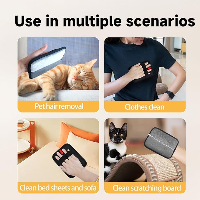 2-in-1 Pet Grooming Glove & Fabric Hair Remover - Reusabie, Silicone Massage Bristles,Static Adhesion for Quiuck Shedding Control,Safe for Dogs & Cats-PawvioPets