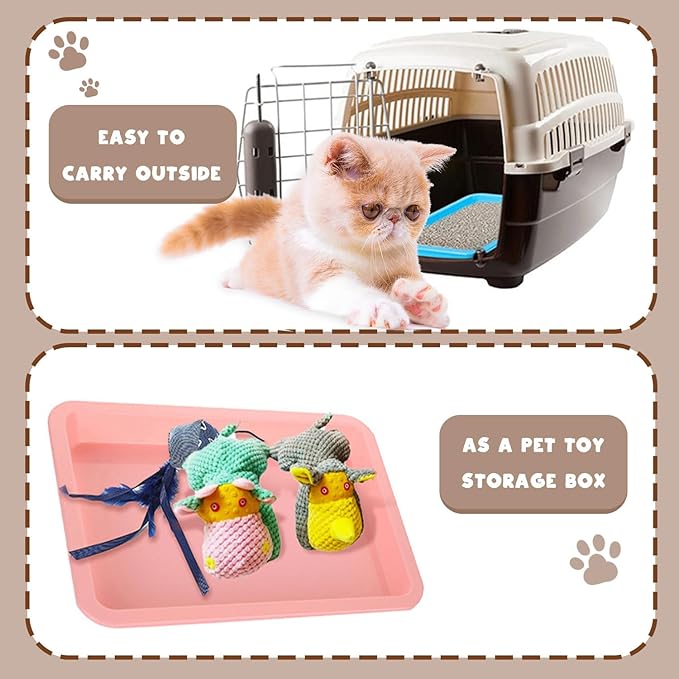 5pcs Kitten Litter Box, Small Cat Litter Box with Scooper, Small Litter Pan Low Entry Shallow Plastic Litter Tray Portable Cat Waste Tray Open Travel Kitten Boxes for Small Pet Rabbit Newborn Cat-PawvioPets