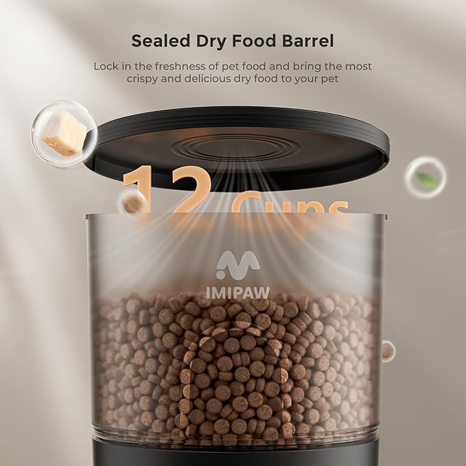 Automatic Cat Feeder - 3L Pet Dry Food Dispenser with Timed Programmable Portion Control, Dual Power Backup, Easy Set Up, 10 Meals Per Day for Cats and Puppies, Black（Remote Not Supported）-PawvioPets