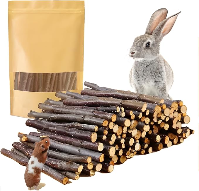 600g Organic Apple Sticks Small Animals Molar Wood Treats Toys for Chinchillas Guinea Pig Rabbits Hamster Gerbil Parrot Bunny Chew Stick Toys, 21.2 OZ-PawvioPets
