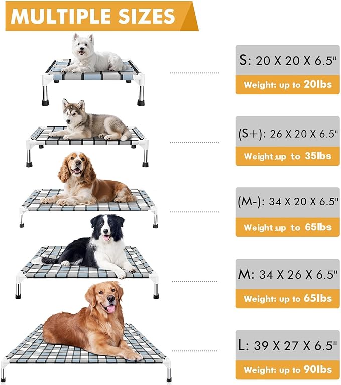 Elevated Outdoor Raised Dog Bed Outdoor Dogs Bed Lifted Pet Bed Dog Cot for Pet Taste Life, Start with A Pet Bed 26'' x 20'' x 6.5''-PawvioPets