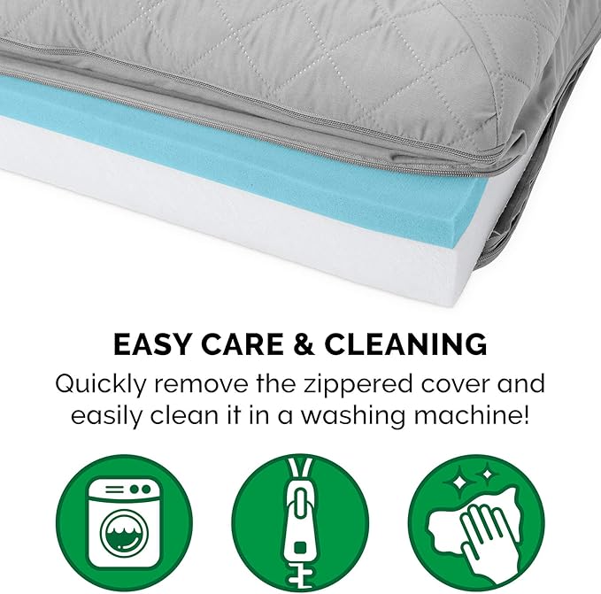 Furhaven Cooling Gel Dog Bed for Large Dogs w/ Removable Bolsters & Washable Cover, For Dogs Up to 125 lbs - Quilted Sofa - Silver Gray, Jumbo Plus/XXL-PawvioPets