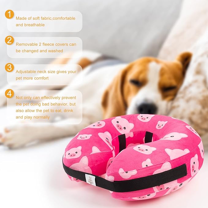 CuteBone Inflatable Dog Neck Donut with Removable Soft Fleece Covers for Small/Medium/Large Dogs and Cats After Surgery GWB01XL-PawvioPets
