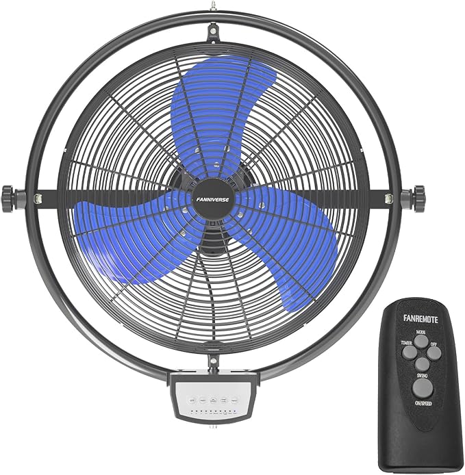 20 Inch Wall Metal Fan Pro Series Remote Control, High Velocity Wall Mount Fans for Commercial, Residential, Warehouse, Covered Patio, Shop, Garage, Barn 3 Speed 5200 CFM UL Safety Listed-PawvioPets