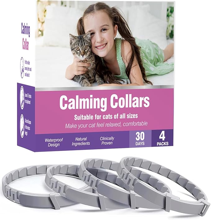 Calming Collar for Cats 4 Pack - Adjustable Soother - Anxiety Relief - Stress Pheromone Collar - Comfort Cat Calm Collars - Lasts 30 Days-PawvioPets
