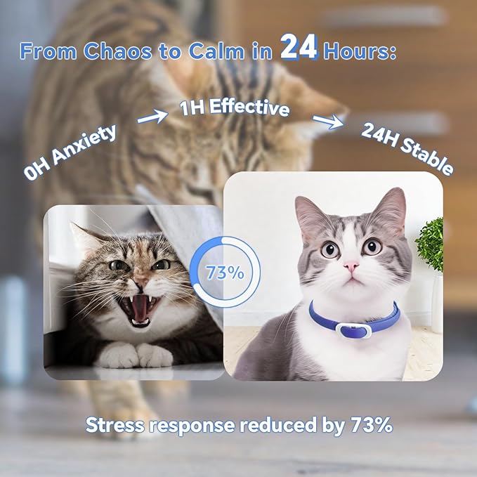 Calming Collar for Cats - 5 Pack, 150-Day Cat Calming Collar, Stress Relief & Anxiety Control for Cats, Calm Collars Cat (3 Blue & 2 Gray)-PawvioPets