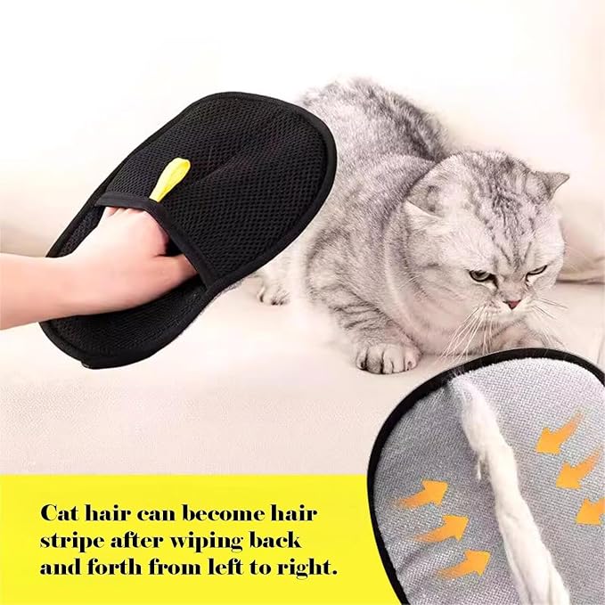 3 PCS Pet Hair Removal Glove for Cats & Dogs, Electrostatic Grooming Gloves for Pet Hair, Reusable Double Sided Static Hair Remover for Couch, Furniture, Carpet & Car Seat-PawvioPets